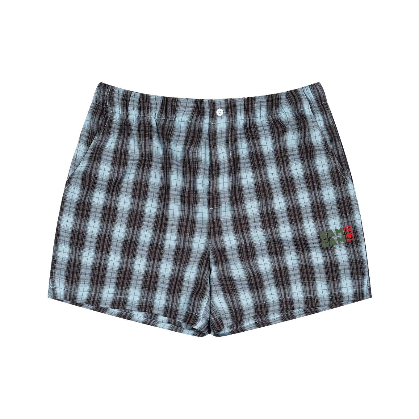 Geblokte korte broek blauw
