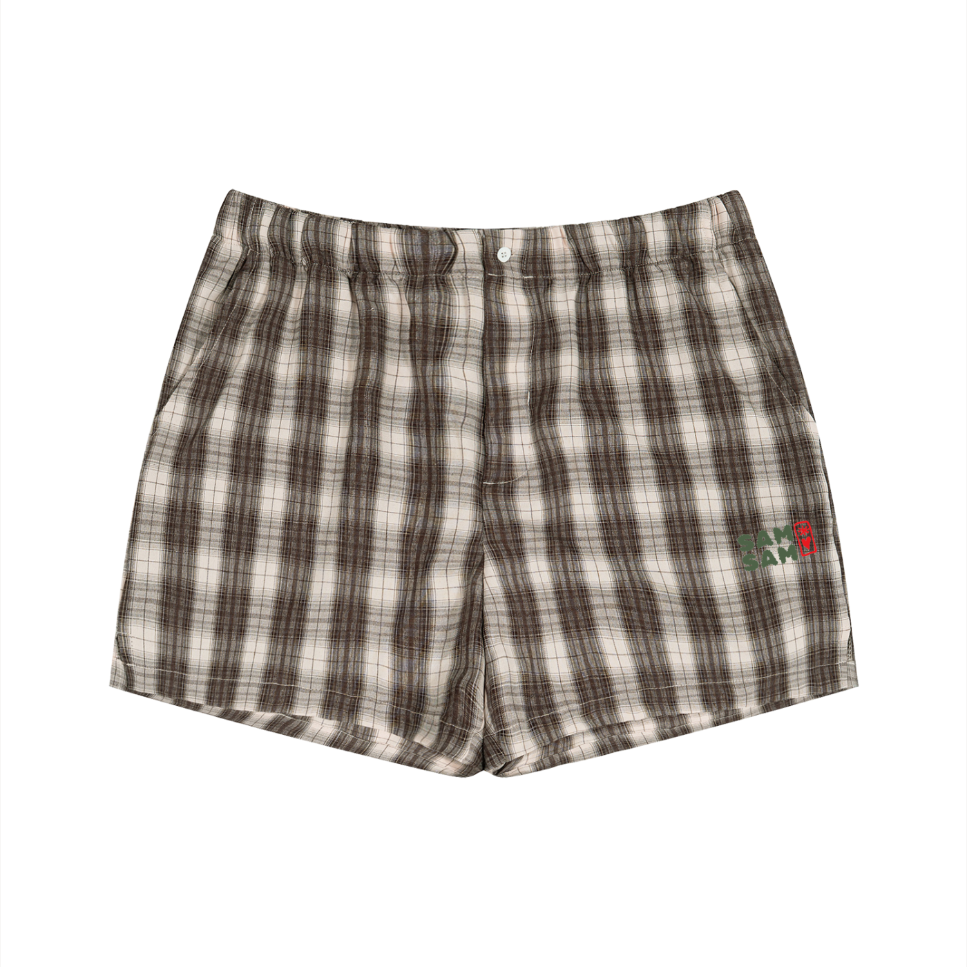 Geblokte korte broek bruin