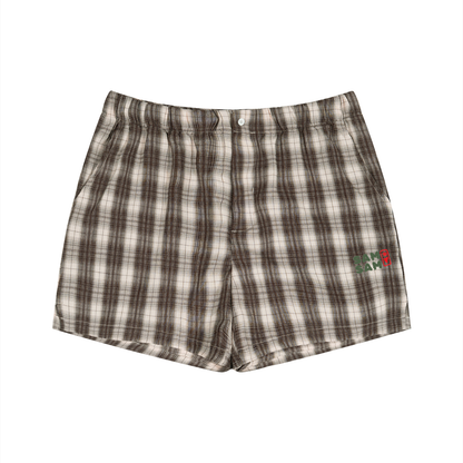 Geblokte korte broek bruin