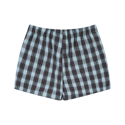 Geblokte korte broek blauw