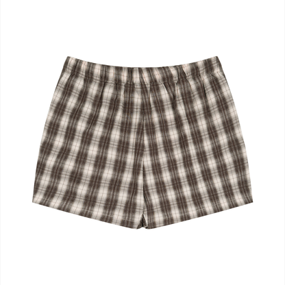 Geblokte korte broek bruin